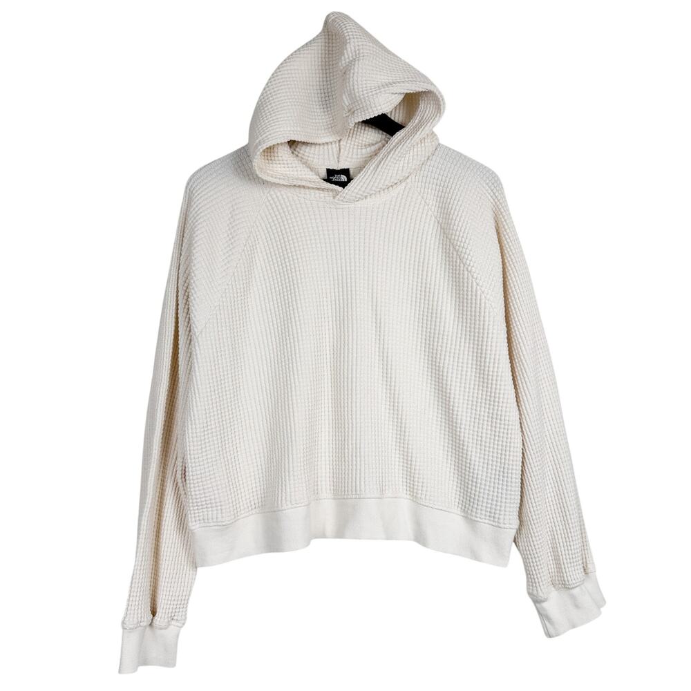 The North Face Women's Chabot Hoodie Waffle Knit in White Dune - M